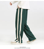 Ceekoo Men's Striped Slit Pants Spring Autumn Straight Wide Leg Trousers High Street Loose Casual Trousers Fashion Men Clothing