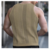 Ceekoo  -  Summer New Men's Sleeveless T-shirt Sleeveless Slim Knit Vest Men's Tank Top Sexy Hollow Through Men's Vest FugeesTee Sportswear