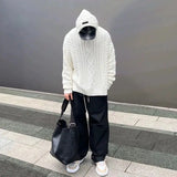 Ceekoo  -  Street Harajuku Casual Hoodie Twist Knitted Sweater Men Autumn and Winter New Men Women Hip Hop Long Sleeved Pullover Clothes