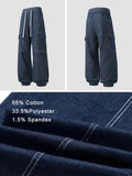  Ceekoo  New Spring Summer Men Jeans Joggers Multi-Pockets Drawstring Waist Denim Cargo Pants Cotton Casual Loose Jean Trousers