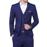 Ceekoo Blazer Vest Pants Groom Wedding Dress Business Casual Plaid Suit Mens Formal Workwear Social Ball Slim Fit Tuxedo Suit Male