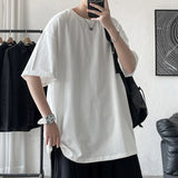 Ceekoo Summer 100% Cotton Short Sleeve Oversized T-shirts Men Solid Color Casual Basic O-Neck Women's T Shirt