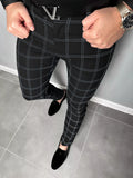 Ceekoo  Checkered Fashion Europe and the United States Style Men's Pants Business Casual Travel Slim Pants Comfortable and Versatile