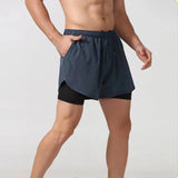 Ceekoo Sport Shorts Men Sportswear 2 In 1 Short Pants Double-deck Beach Bottoms Summer Gym Fitness Training Jogging Running Shorts