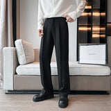 Ceekoo  -  Black Gray White Suit Pants Men Slim Fashion Social Mens Dress Pants Korean Casual Straight Pants Mens Office Formal Trousers