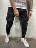 Ceekoo Fashion Mens Stretchy Skinny Jeans Male Casual Streetwear Jogger Pants Jeans High Street Multiple Pockets Slim Fit Denim Pants