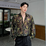 Ceekoo  -  Summer New Fashion Men Shirt Personalized Breathable Korean Style Male Shirts Floral Pattern Sun-protective Clothing 9C5996