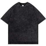Ceekoo  Couple Summer Washed T Shirt Retro Hip Hop Streetwear Men Women Casual T-shirt Short Sleeve Vintage Black Acid Wash Y2k Clothes