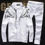 Ceekoo  -  Tracksuit Men Oversized Wings Print Pattern Two Piece Set Clothes for Men Slim Baseball Uniform Sports Casual Zipper Sweatpants