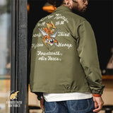 Ceekoo  -  Vintage A2 Bomber Jackets for Men Yokosuka Embroidery Flight Jacket Green Baseball Coats Spring Outerwear