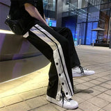 ceekoo Side Button Jogger Wide Leg Pants Men Trousers Y2k Korea Style Hip-Hop Streetwear Harajuku Loose Women's Baggy Sweatpants