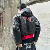 Ceekoo  -  NEW Thug Club High-quality Heavyweight Ins Cotton Leather Jacket Casual Hooded High Street Loose Vintage Street Rock Men Women