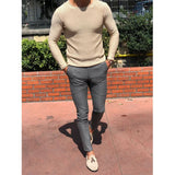 Ceekoo  -  Mens Casual O-Neck Solid Sweater Spring Fashion Knitted Pullover Tops For Men New Long Sleeve Shirt Streetwear