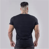 Ceekoo  Summer Cotton T-shirt Men V-neck Fashion Design Slim Fit Soild Sports T-shirts Male Tops Tees Short Sleeve T Shirt For Men