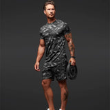 ceekoo new Camouflage printed T-shirt sports suit couple quick dry casual running suit summer short sleeve shorts 2-piece set