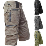 Ceekoo Military Cargo Shorts Men Tactical Joggers Shorts Solid Color Multi Pockets Summer Relaxed Fit Straight Cargo Shorts Streetwear