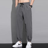 ceekoo Men Jogging Sweatpants Summer Ice Silk Quick-Dry Running Tracksuit Sport Trousers Oversized Wide Leg Drawstring Casual Pants 8XL