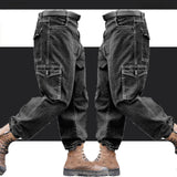 Ceekoo Overalls Pants Men's Clothing Trousers Wear-Resistant Anti-Scald Thickening Cotton Workwear Denim Work Pants Multiple pockets