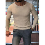 Ceekoo  -  Mens Casual O-Neck Solid Sweater Spring Fashion Knitted Pullover Tops For Men New Long Sleeve Shirt Streetwear