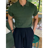 Ceekoo Summer Knitted T-shirt Men Comfortable Breathable Slim Casual Streetwear Polo Solid Color Short-sleeve Bottoming Tees A83