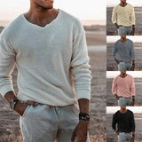 Ceekoo  -  Spring Autumn Fashion  Mens Knit Thin Sweaters Casual V Neck Solid Warm Slim Fit Sweaters Pullover Male