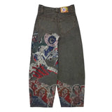  Ceekoo Hip Hop Punk Embroidery Printed Baggy Jeans Y2k Jeans Men Heavy Craftsmanship Retro Style Wide Leg Pants Goth Ripped Jeans Hot