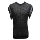 Ceekoo  -  Men Summer Hollow Knit Vest Sleeveless O Neck Basic Pullover Tee for Man Casual Tassel Solid T Shirt Mesh See Through Top