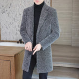 Ceekoo  -  fashion suits for men High-end Feel Men Fashion Handsome All Woolen Coat Suit Collar Long Trench Coat Woolen Coat Thick Casual  Winter Jacket Men