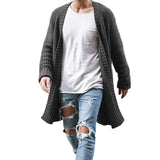 Ceekoo  -  Men Knit Cardigans Sweater Coats Fashion Trench Solid Color Open Front  Long Sweaters Coat Male Clothes