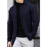 Ceekoo  -  Men's Knitted Twist Cardigan Sweater, Long Sleeve, black Knit Jacket, Men's Coat, Casual Knitwear, Autumn, Winter Clothing,