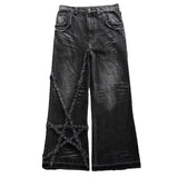 Ceekoo Y2K Streetwear Wide Leg Jeans Men Women Vintage Embroidered High Quality Casual Pants Hip Hop Harajuku Gothic Black Trousers New