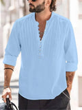 Ceekoo   New Men's Crease Linen Long Sleeve Breathable Shirt Solid Color Casual Basic Cotton Linen Shirt Tops Hemp Shirt for Men S-3