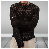 Ceekoo  -  Sexy Hollow Men's Knitwear Party Perspective Thin Pullover Sweater Sexy Mesh Men Knit Sweater Fashion Personality Men's Clothing