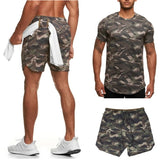 ceekoo new Camouflage printed T-shirt sports suit couple quick dry casual running suit summer short sleeve shorts 2-piece set