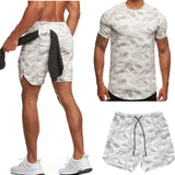 ceekoo new Camouflage printed T-shirt sports suit couple quick dry casual running suit summer short sleeve shorts 2-piece set