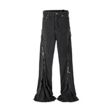 Ceekoo  Style Spiral Long Zipper Straight Baggy Jeans for Men and Women Streetwear Y2k Pantalones Hombre Casual Denim Trousers