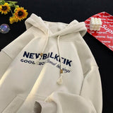 Ceekoo  -  Winter Warm Thickened Casual Men's Hoodie Korean Fashion Embroidery Letters Sweater Harajuku Street Unisex Hoodies