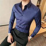 Ceekoo   Long Sleeve Shirts For Men Clothing Business Formal Wear Camisa Social Masculina Slim Fit Chemise Homme