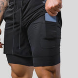 ceekoo Running Shorts Men 2 In 1 Double-deck Quick Dry GYM Sport Fitness Jogging Workout Shorts Men Sports Short Pants Bottoms