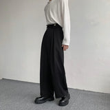 Ceekoo  -  Black Suit Pants Men Oversized Fashion Social Mens Dress Pants Korean Loose Straight Wide Leg Pants Mens Office Formal Trousers