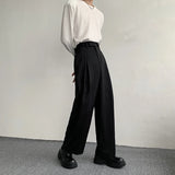 Ceekoo  -  Black Suit Pants Men Oversized Fashion Social Mens Dress Pants Korean Loose Straight Wide Leg Pants Mens Office Formal Trousers