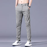 Ceekoo Spring Summer Men's Pants  New In Gray Thin Business Casual Pants Man Pantalons Elastic Straight Trousers For Men Sweatpants