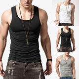 Ceekoo New Gym Men Elastic Muscle Sleeveless Shirt Tank Top Bodybuilding Sport Fitness Workout Vest Slim Fit Male Bottom Vest T-Shirt