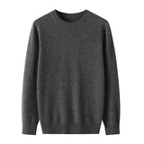 Ceekoo  100% Merino Wool Solid Color Autumn And Winter New Men Ordinary Round Neck Long Sleeve Versatile Loose Knitting Sweater Pullover