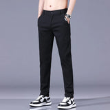 Ceekoo Spring Summer Men's Pants  New In Gray Thin Business Casual Pants Man Pantalons Elastic Straight Trousers For Men Sweatpants