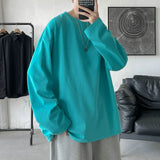 Ceekoo Long Sleeve Casual Solid Color Cotton T Shirt For Men 2023 Spring Autumn O-neck Oversized Men's T-shirt