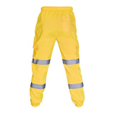 Ceekoo Men Road Work Pants Fashion Reflective Strip High Visibility Overalls Pants Spring Autumn Casual Splicing Solid Color Trouser