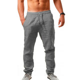  Ceekoo  Men's New  Fashion  Casual Sport Pants Elastic Waist Cotton and Linen Solid Color Trousers