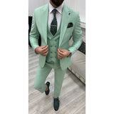 Ceekoo  -  New Wedding Men Suits Solid Color Peaked Lapel Business Casual Formal Costume Homme Slim Fit 3 Pcs Set Jacket Vest Pants