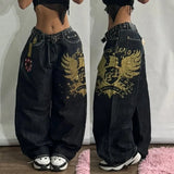 Ceekoo Streetwear Retro Fashion New Oversized Printed Baggy Jeans Women Y2K Harajuku Leisure Gothic High Waist Wide-leg Pants Trousers